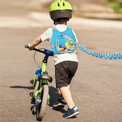 Accmor Toddler Harness Leash + Reflective Anti Lost Wrist Link, Cute Car Kids Back Pack with Hand Strap Collapsible Child Walking Restraint Belt Tether Hold Baby Boys Close for Outdoor Travel
