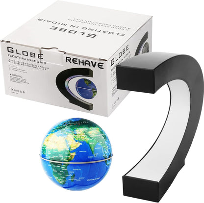 Novelty Gifts for Kids, Boys, Girls, Birthday Gift for Men, Gifts for Boss, Boyfriend, Graduation Gift for Him, Magnetic Levitation Floating World Map Globe with C Shape Base, With LED Lights