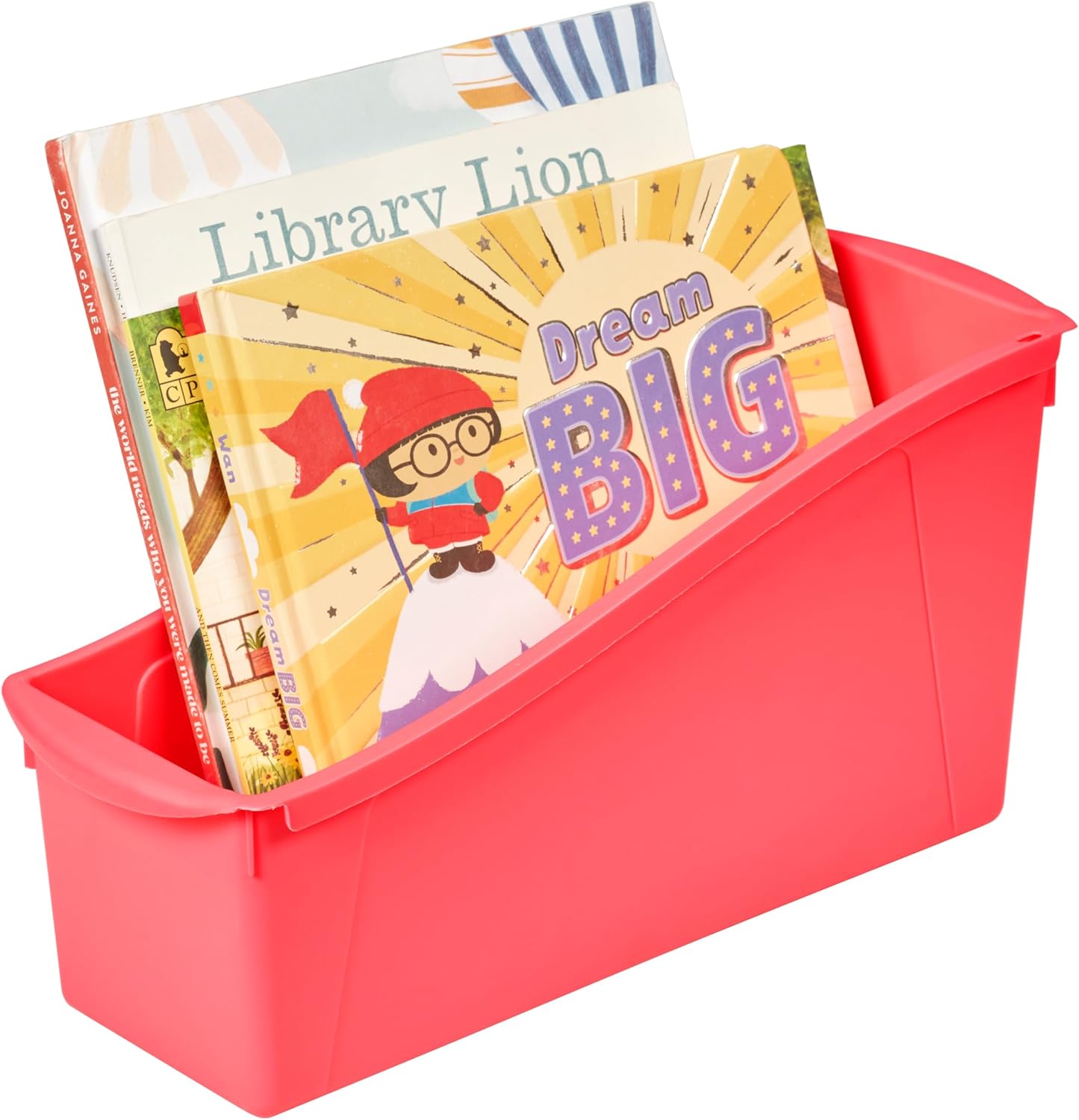 ECR4Kids Linking Plastic Storage Book Bin, Multipurpose Organization, Neon Purple, 10-Piece
