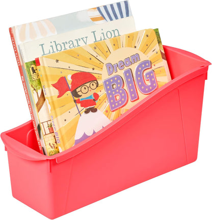 ECR4Kids Linking Plastic Storage Book Bin, Multipurpose Organization, Neon Purple, 10-Piece