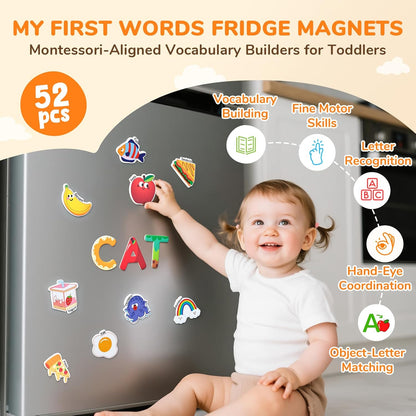 JoyCat Fridge Magnets for Toddlers & Kids – 26 Cute A-Z Objects, Large Magnetic Refrigerator Toys, Fun Educational Learning Gifts for Girls and Boys 2 3 4 5 Years Old