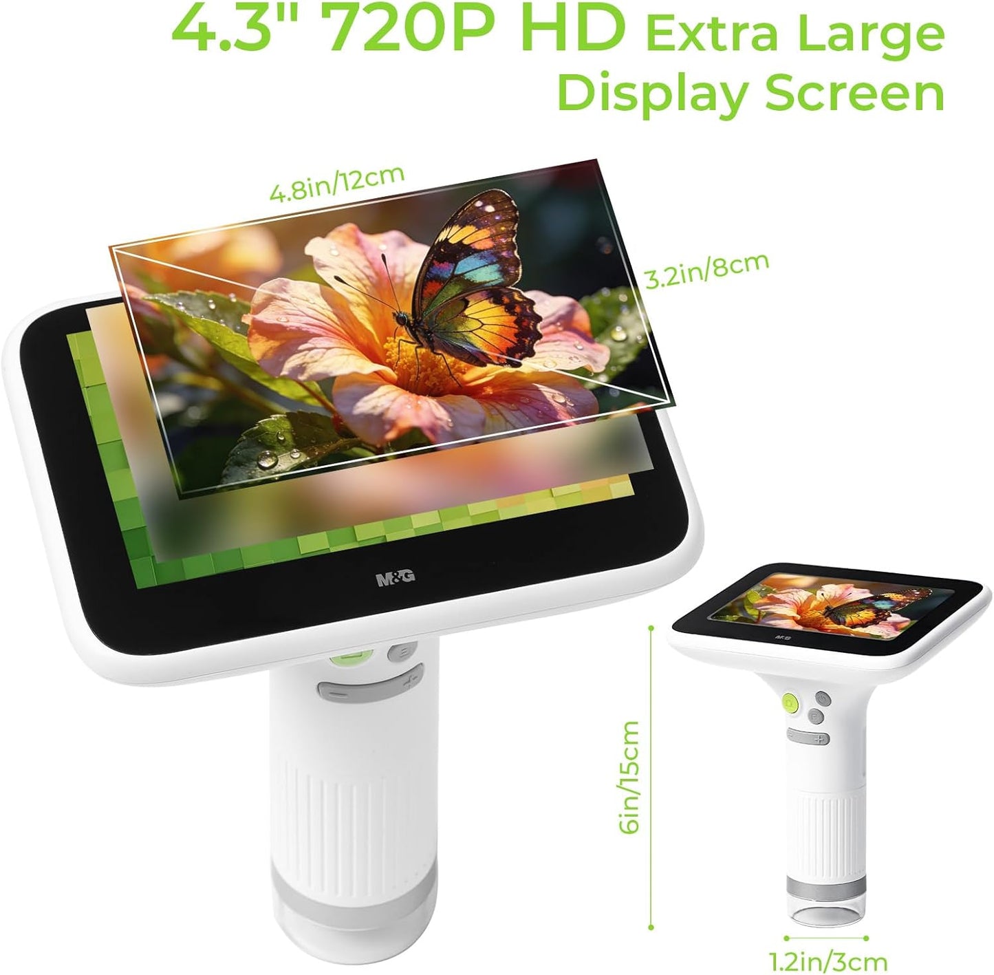 1000X Handheld Digital Microscope for Kids, 4.3" Large LCD Screen Rechargeable Portable Microscope, Take Photos & Videos, Outdoor Exploration Gift for Boys & Girls, Works with Windows & Mac