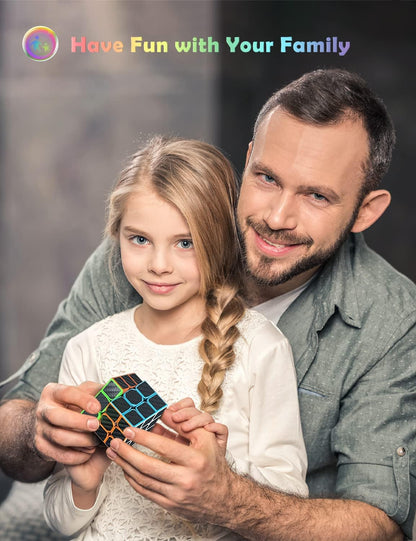 Roxenda Speed Cube Set, Speed Cube Pack of 2x2 3x3 4x4 5x5 Megaminx Skew Cube and Pyramid Cube Carbon Fiber Sticker Smoothly Magic Cubes Collection for Kids Teens & Adults [7 Pack]