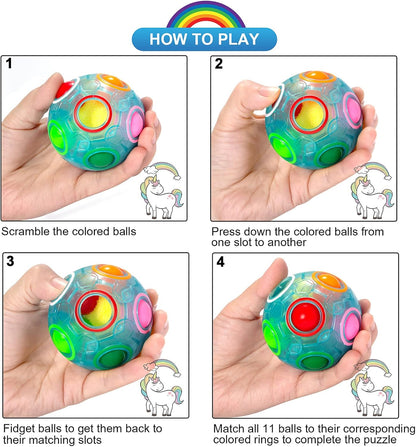 Vdealen Magic Rainbow Puzzle Ball, Fidget Ball Puzzle Brain Teaser Fidget Toy- Birthday Party Easter Valentines Christmas Stocking Stuffers for Kids Teen & Adults