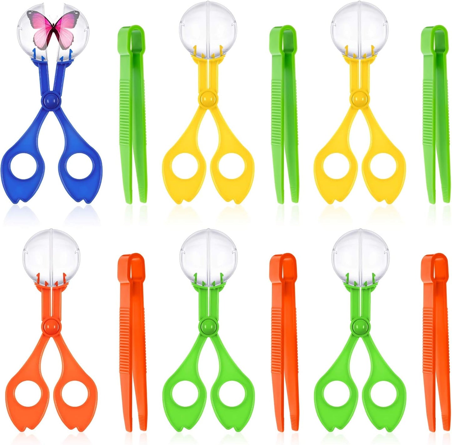 Mudder 12 Pieces Fine Motor Skill Toys Includes 6 Handy Scoopers 6 Jumbo Tweezers Bug Insects Tweezer Backyard Explorer Outdoor Tool Sensory Class Learning Tool Nature Exploration Observation