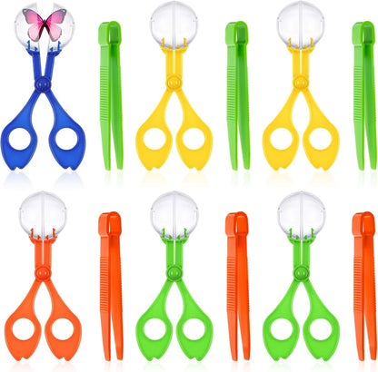 Mudder 12 Pieces Fine Motor Skill Toys Includes 6 Handy Scoopers 6 Jumbo Tweezers Bug Insects Tweezer Backyard Explorer Outdoor Tool Sensory Class Learning Tool Nature Exploration Observation