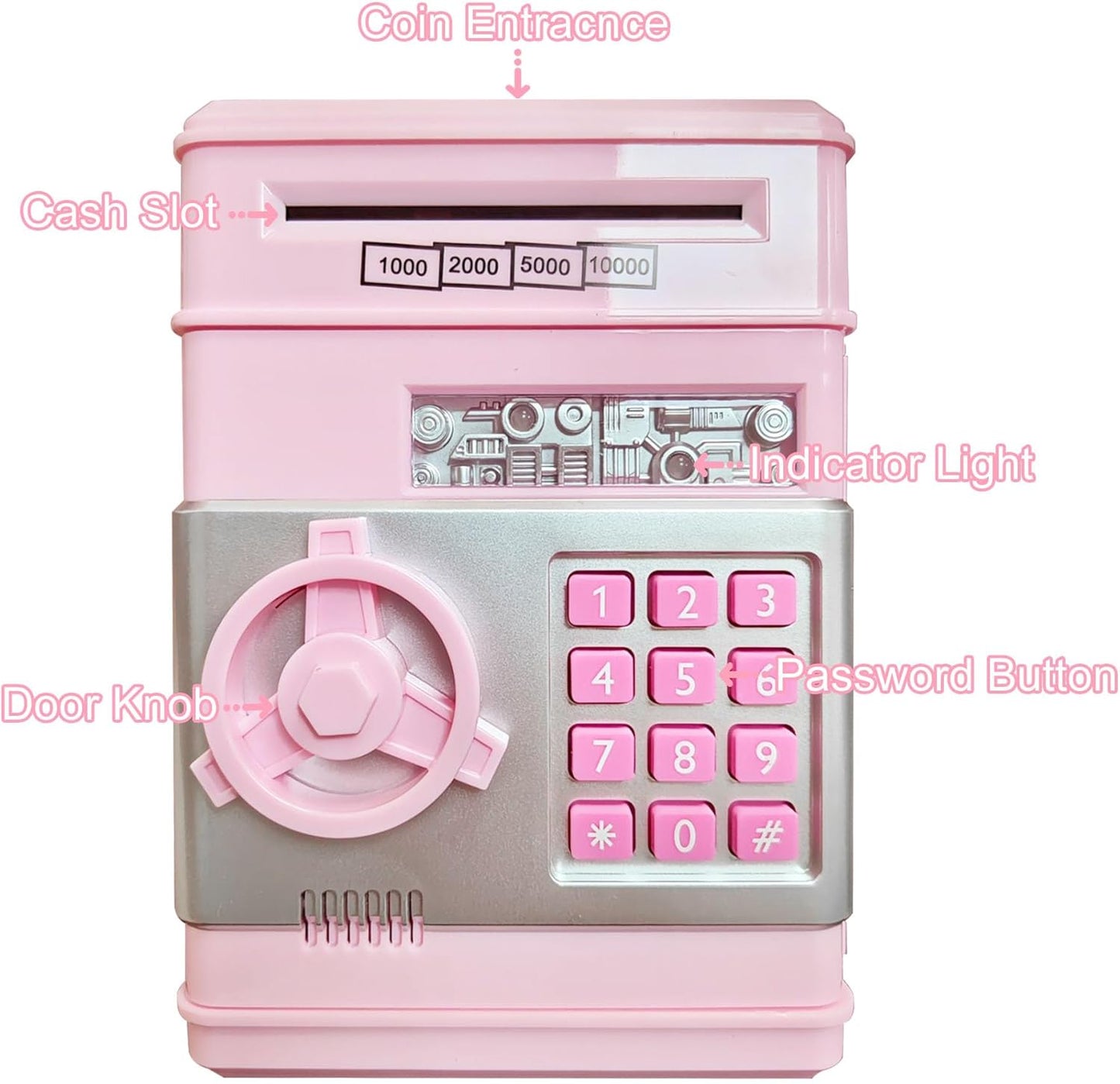 HUSAN Piggy Banks Money Banks for Kids, Electronic Password Code Money Banks ATM Banks Box Coin Bank for Children Boys and Girls (Grey Bue)