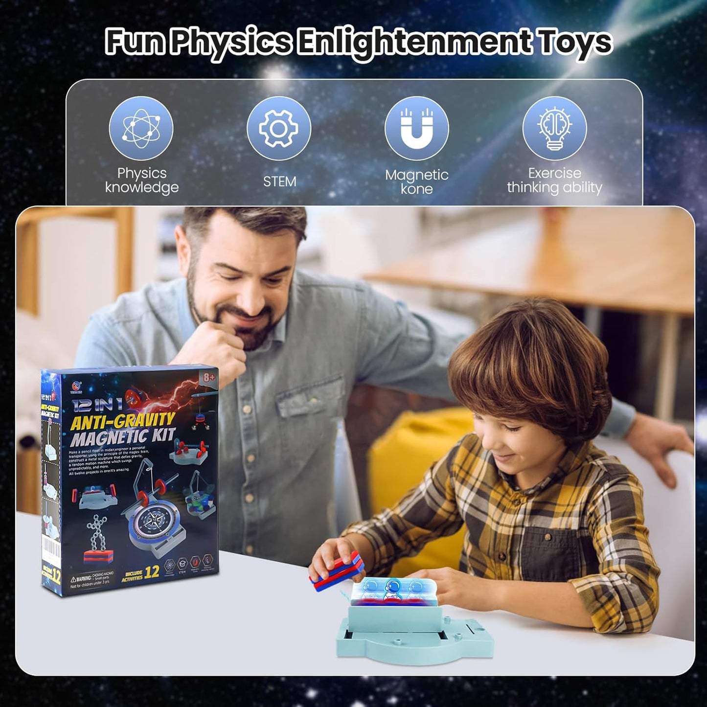 12-in-1 Anti Gravity Magnetic Levitation Science Kit Toy for Adolescent,Educational Physics Magnet Toys Gift for Kids Boys Girls Ages 8+