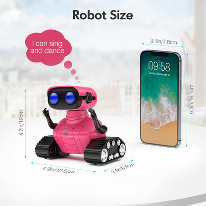 ALLCELE LED RC Robot Toys for Girls with Programming, Music, Demo and LED Function, Remote Control Robot Toy, Gift for Girls 3-8 Years Old Blue Pink