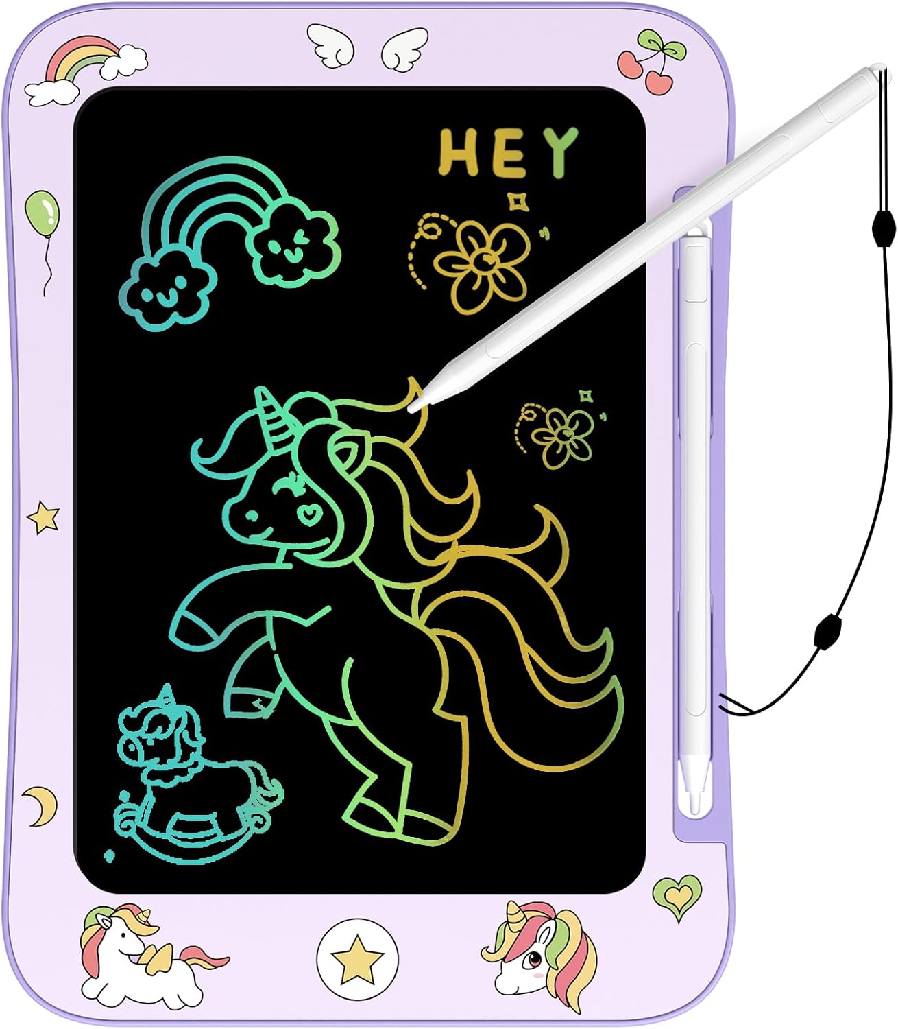 Genialba LCD Writing Tablet for Kids, Colorful Screen Drawing Board for 3-7 Year Old Boys & Girls - Educational Toys for Birthday & Christmas (Penguin)