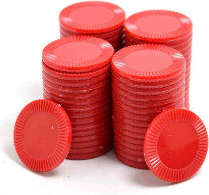 Smartdealspro 64pcs 32mm/1.26 Inch Opaque Plastic Learning Counters Disks Mini Poker Chips Game Tokens with Storage Box (Red)