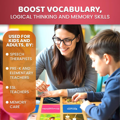 QUOKKA 104 Noun Flash Cards Set – Kids and Adults Vocabulary Builder for ABA Therapy, Early Childhood Education, and ESL Teaching – Picture Cards for Speech Therapy and Vocabulary Building Activities
