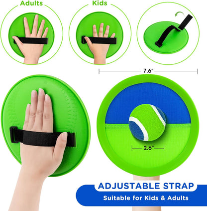 Ayeboovi Toss and Catch Ball Set Boys Toys Outdoor Toys Yard Games Outside Games Beach Toys for Kids Ball and Catch Game with 4 Paddles and 4 Balls [Upgraded Version]