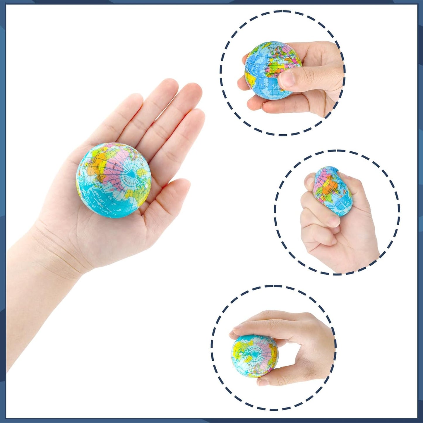 Hooqict Globe Stress Balls 25 Pack Mini Earth Ball Globe Party Favors Small Foam Squeeze Stress Ball for Kids Adults Stress Relief Toy Party Bag Gift Fillers Birthday Favors Classroom Prize