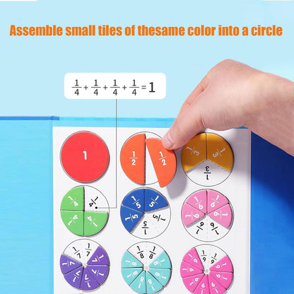 Magnetic Fraction Playbook & Fraction Manipulatives Set, Montessori Magnetic Fraction Book for Kids Grades K-3, Math Manipulatives with Fraction Tiles and Circles, Educational Fraction Games & Puzzle