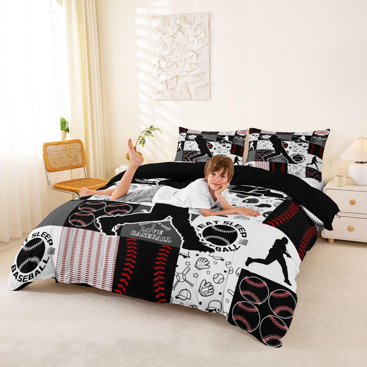 Drum Kit Duvet Cover,Kids Musical Instruments Bedding Set,Rock Music Comforter Cover for Boys Girls Room Decor,Neon Lighting Lightweight Bedspread Cover Twin Size with 1 Pillow Case(No Comforter)