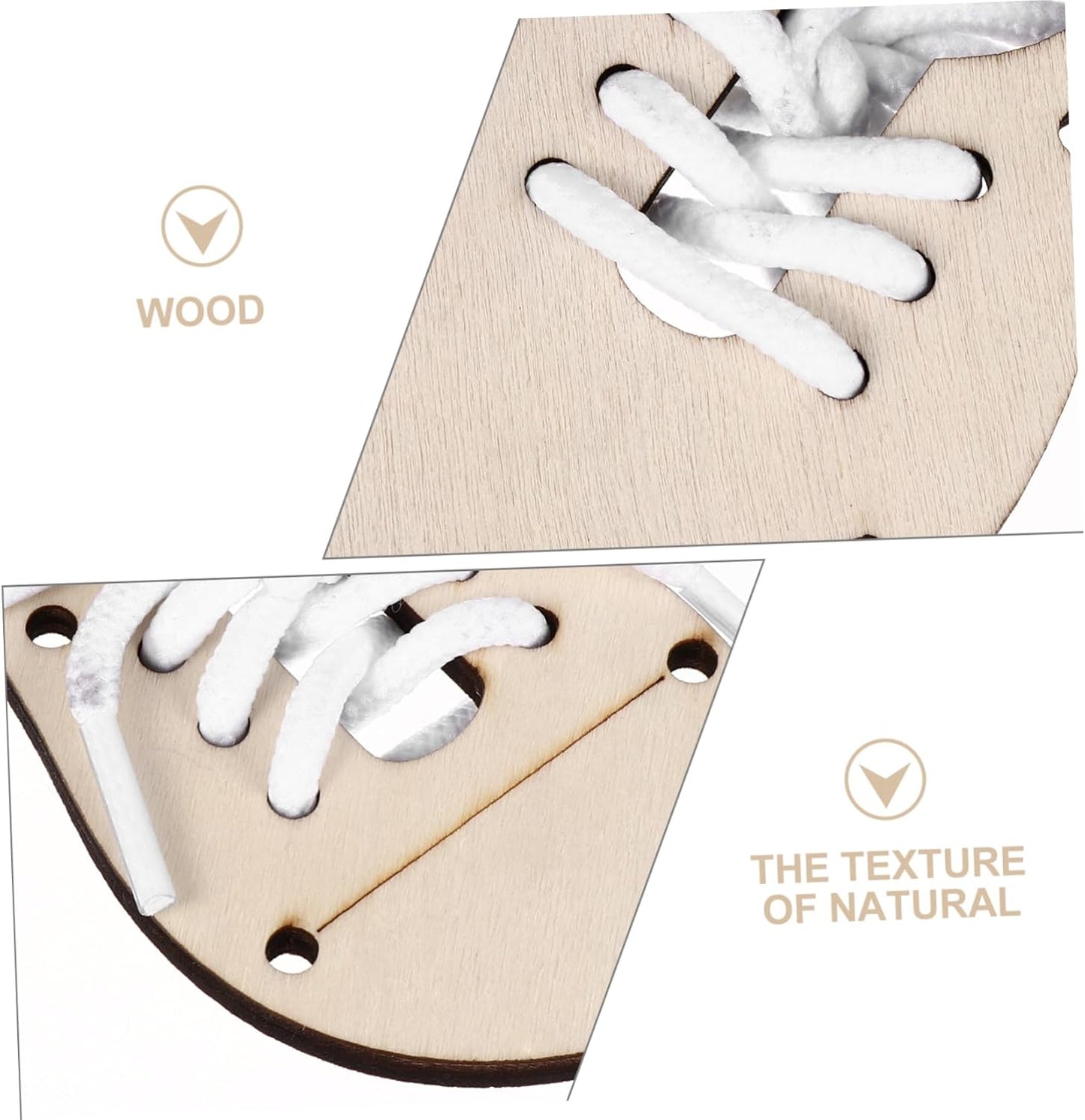 DOITOOL 5sets Blank Wood Chips Boys and Girls Graffiti Ornament Practice Shoe Lacing DIY Wood Chip Decoration for Craft Lovers