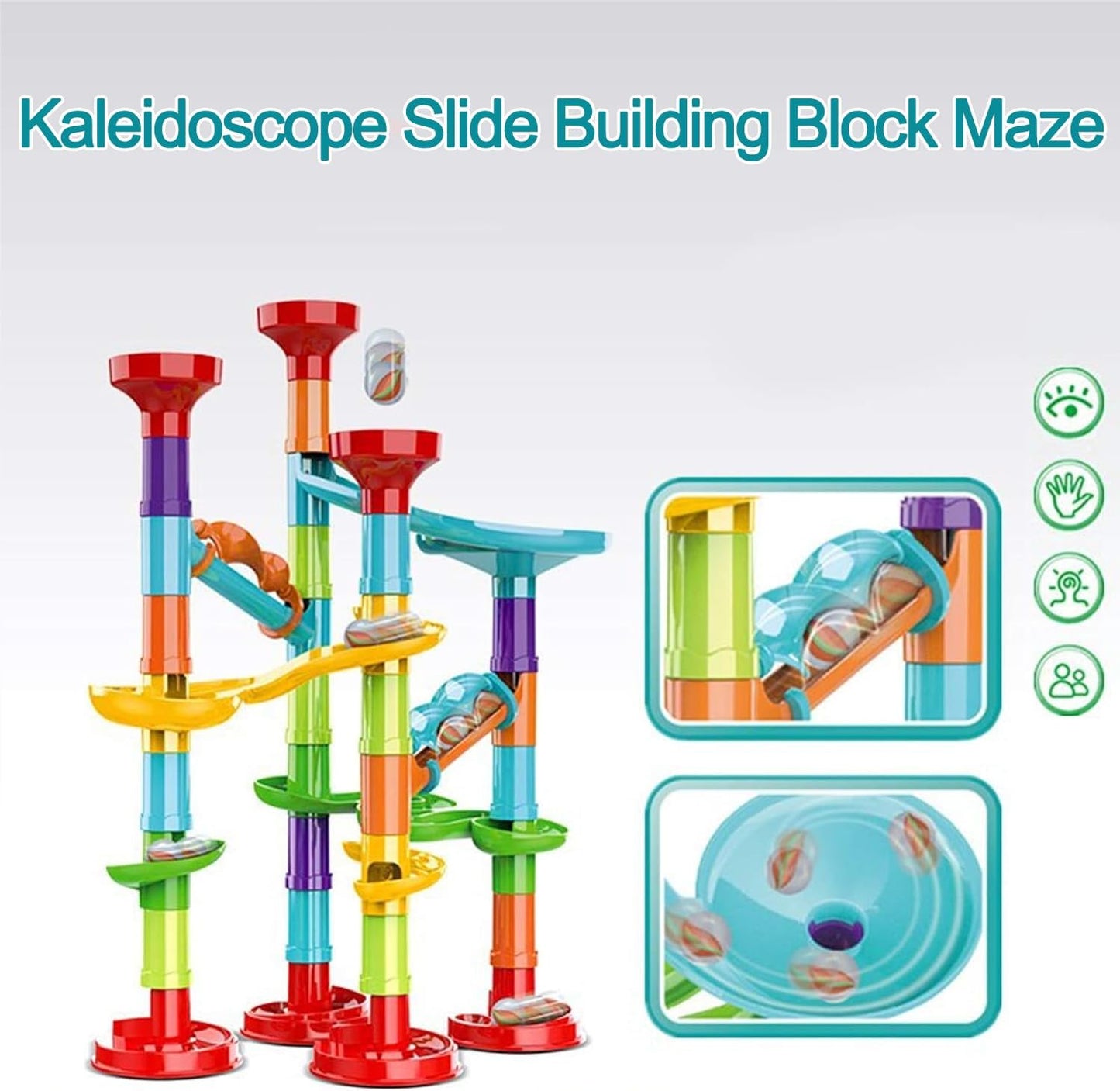 50Pcs Marble Run Set Building Blocks with 30 Glass Marbles for Kids Girls Boys Toys Stem Maze Educational Race Game Birthday Gifts (SmallB)