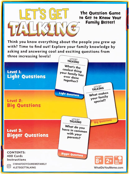 WHAT DO YOU MEME? Let's Get Talking: The Question Game to Get to Know Your Family Better by Relatable, Designed for Ages 8+, Fun Kids Games for Family Game Night, Great, Includes 400 Cards
