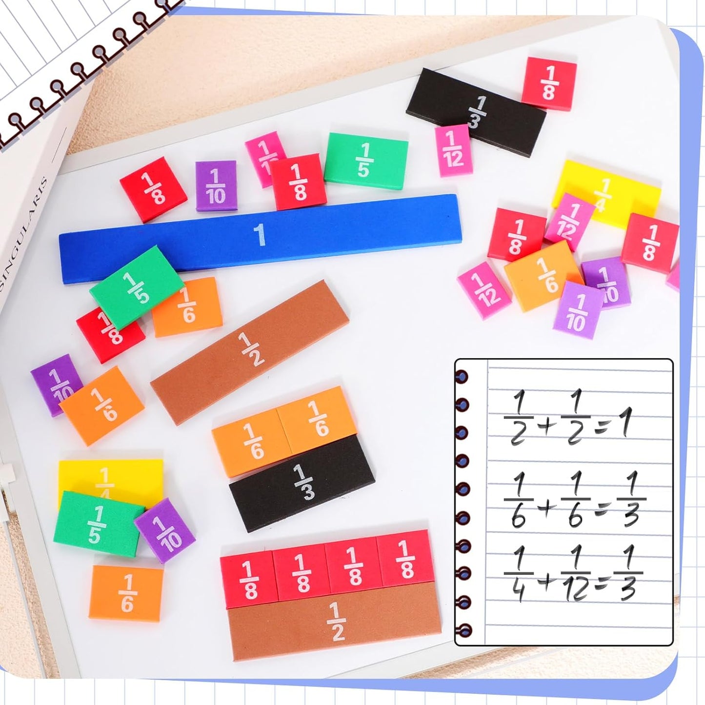 Sayglossy 10 Sets Fraction Set for Math Classroom Fractions Manipulatives Math Manipulatives for Home School Supplies (Circles)