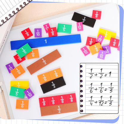 Sayglossy 10 Sets Fraction Set for Math Classroom Fractions Manipulatives Math Manipulatives for Home School Supplies (Circles)