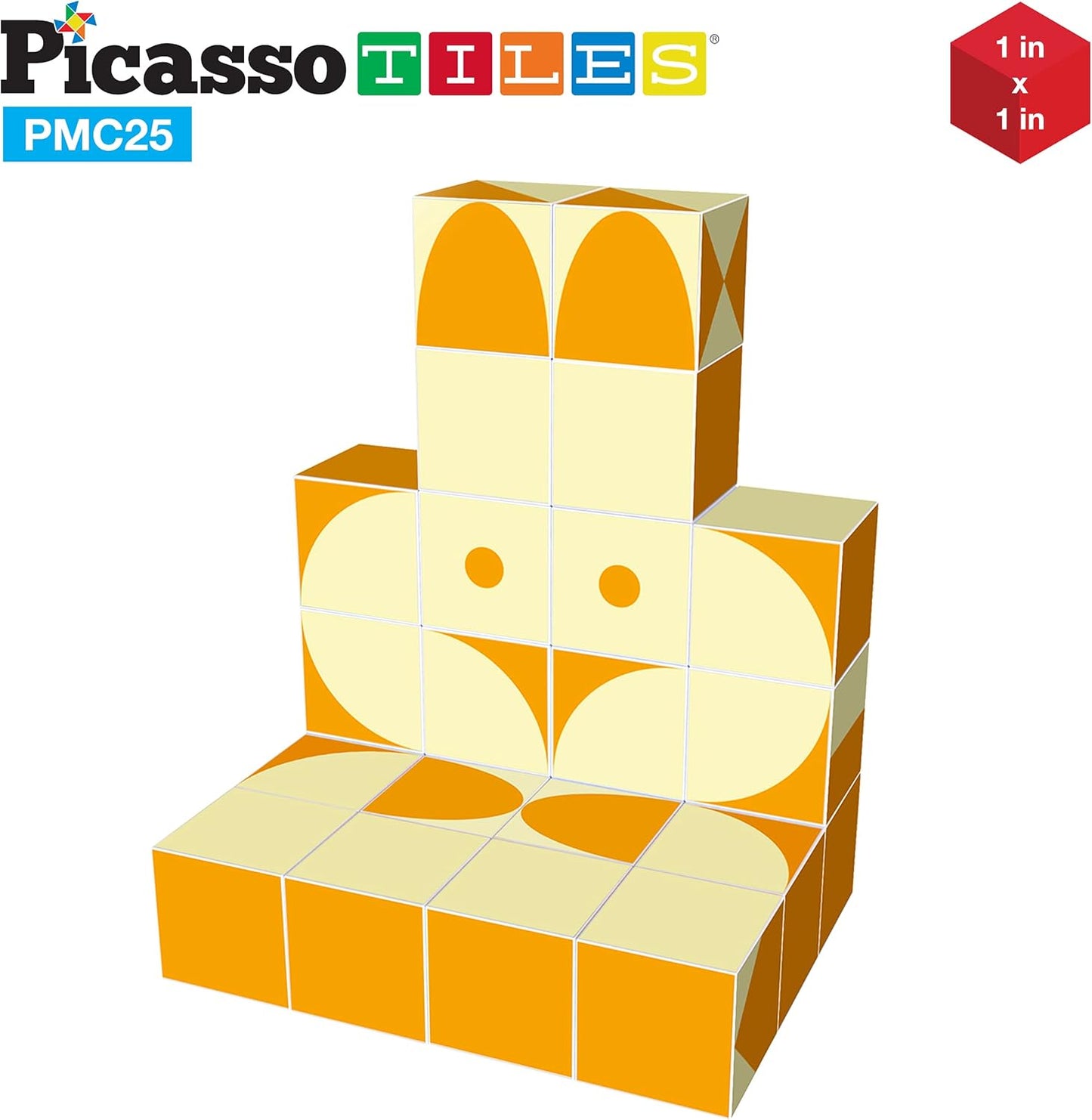 PicassoTiles 25 Piece Magnetic Puzzle Game Magic Cube Puzzles Brain Teaser Set Kids Toy Magnet Pattern Block Matching Toys with Free Ideabook 150+ Inspirations Included STEM Learning Early Education