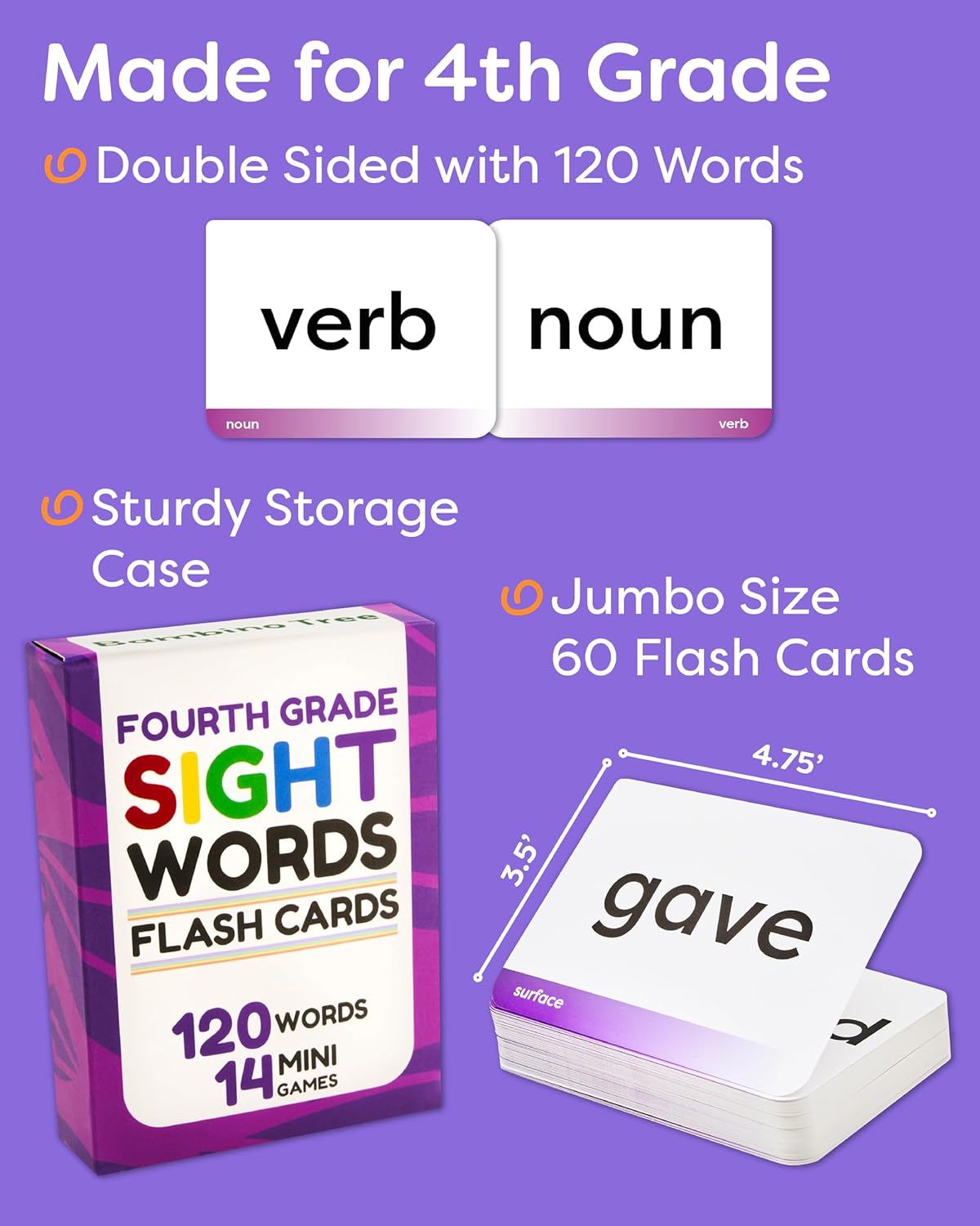 Sight Words Flash Cards 1st Grade - 120 High Frequency Words from Dolch's and Fry's Lists for 6-7 Years