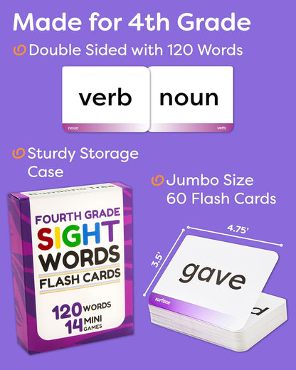 Sight Words Flash Cards 1st Grade - 120 High Frequency Words from Dolch's and Fry's Lists for 6-7 Years