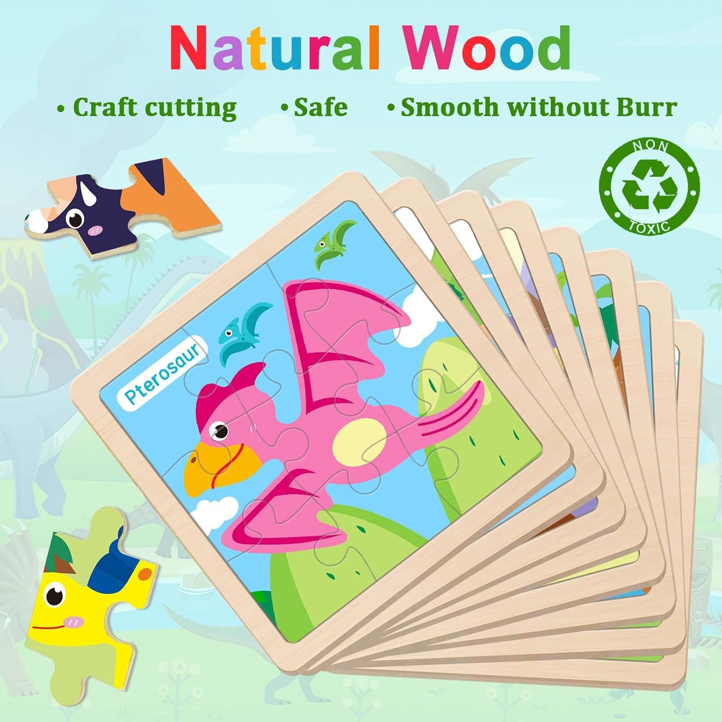Wooden Puzzles for Toddlers 2-4, 9 Pieces Animal Jigsaw Puzzles for Kids Ages 3-5, Preschool Learning Activities, Learning & Educational Toys, Gifts for Boys, Girls