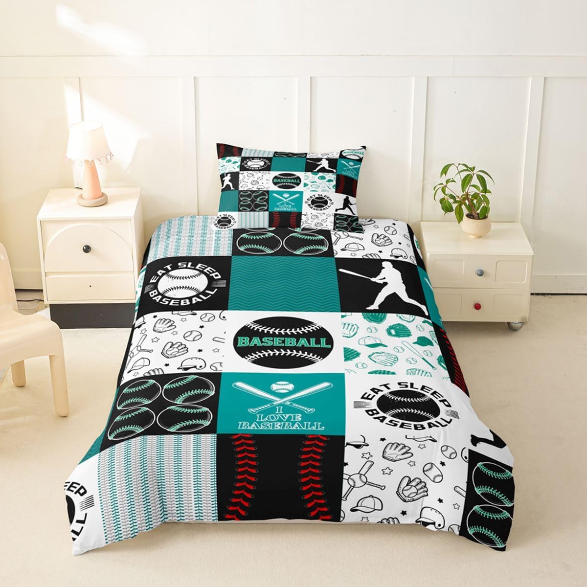 Drum Kit Duvet Cover,Kids Musical Instruments Bedding Set,Rock Music Comforter Cover for Boys Girls Room Decor,Neon Lighting Lightweight Bedspread Cover Twin Size with 1 Pillow Case(No Comforter)