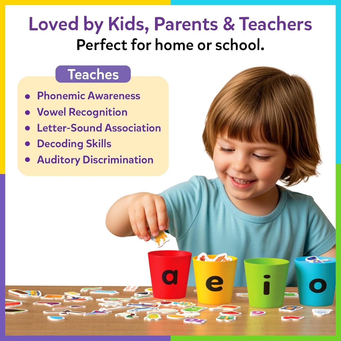 Skillmatics Learning Toys – Phonics Sorter, Vowel Sorting & Early Reading Activity for Kids, Educational Preschool & Kindergarten Toy, Builds Phonemic Awareness, Gifts for Boys & Girls Ages 4, 5, 6, 7