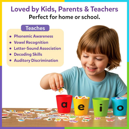 Skillmatics Learning Toys – Phonics Sorter, Vowel Sorting & Early Reading Activity for Kids, Educational Preschool & Kindergarten Toy, Builds Phonemic Awareness, Gifts for Boys & Girls Ages 4, 5, 6, 7
