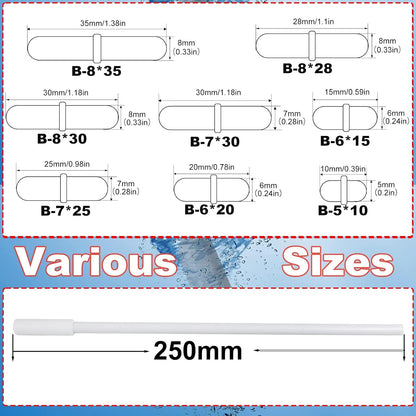 Magnetic Stir Bars with Magnetic Retriever Set, Lab Mixed Size PTFE Magnetic Stirrer Mixer Stir Bars PTFE Stiring Rod, 8x35mm, 8x30mm, 8x28mm, 7x30mm Magnetism for Laboratory Home DIY Project