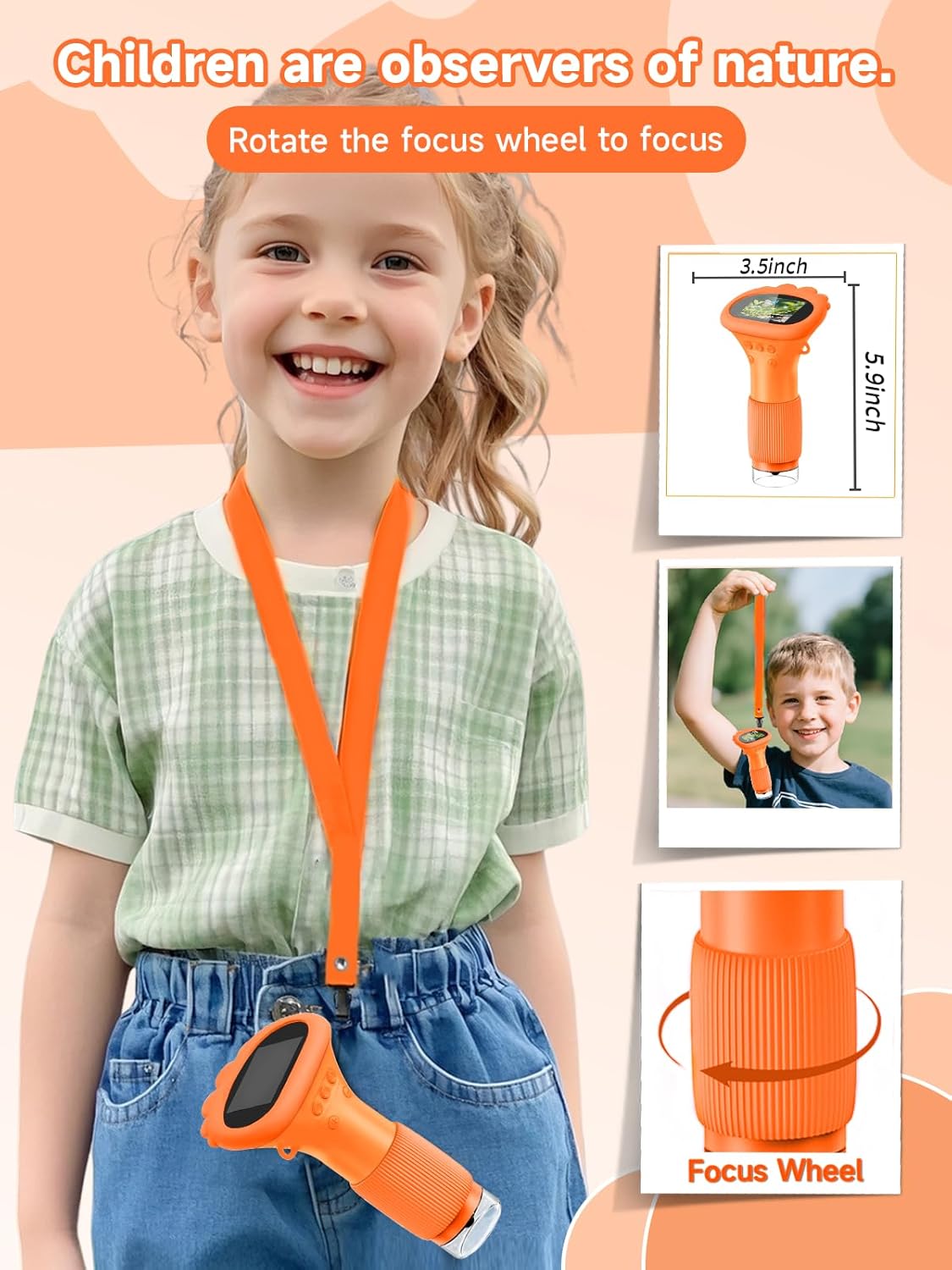 Acoath Microscope for Kids, 1000X Handheld Digital Miniscope with 2.0" Screen, Portable Pocket Microscope Education Toys Birthday Gifts for Age 3 4 5 6 7 8 9 10 Girls Boys