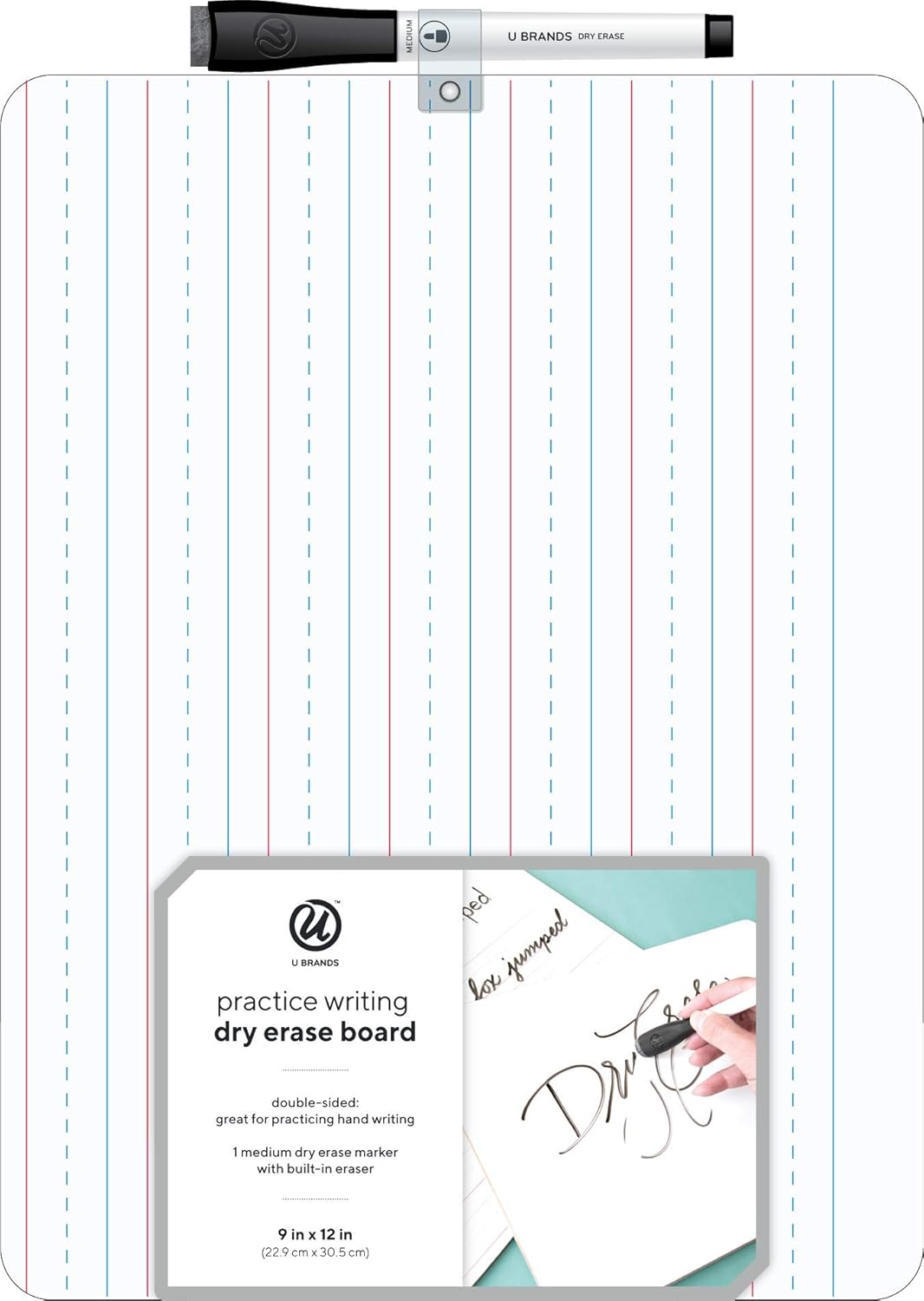 U Brands Dry Erase Lapboards, 10 Pack, 9" x 12", Double-Sided Small Whiteboards for School, Student Lapboards for Classroom, School & Homeschool Supplies, Portable Mini Whiteboard Set