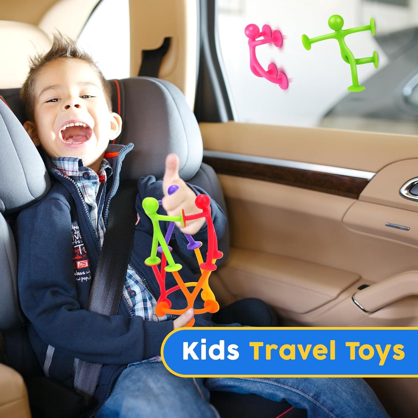 OleOletOy Suction Fidget Toys for Kids: 21 Pack Stretchy Suction Cup Sensory Toys - Bulk Fidgets for Kids Autism ADHD Classroom Prizes Party Favors - Travel Toys for Car Windows Road Trips