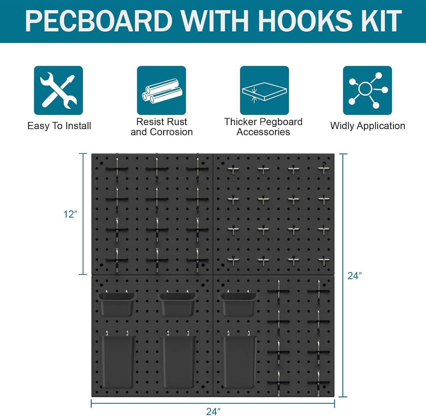 Peg Board Kit, Includes Pegboard and Accessories,with Hooks and Bins,Peg Board Wall Organizer for Office,Ornaments Display,Crafts Organization (66, White)