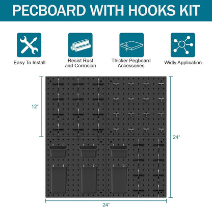 Peg Board Kit, Includes Pegboard and Accessories,with Hooks and Bins,Peg Board Wall Organizer for Office,Ornaments Display,Crafts Organization (66, White)