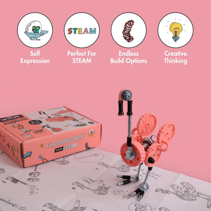 The Off Bits Erector Set: Animal Mini STEM Toys for Kids 6+, Toy Building Sets with Nuts & Bolts, STEM Building Toys Gifts for Boys and Girls (Blue Elephant)