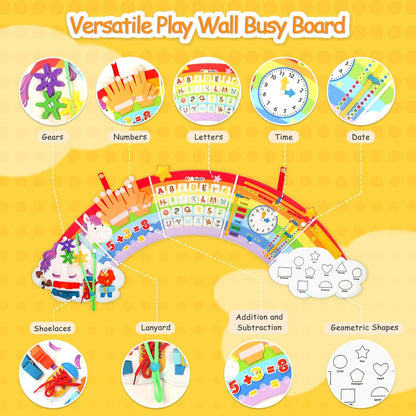 Montessori Sensory Wall Busy Board - Sensory Wall Panel for Kids, Toddler Felt Activity Book Board Toys for 3-6, Activity Cube, Daycare Educational Learning Toys