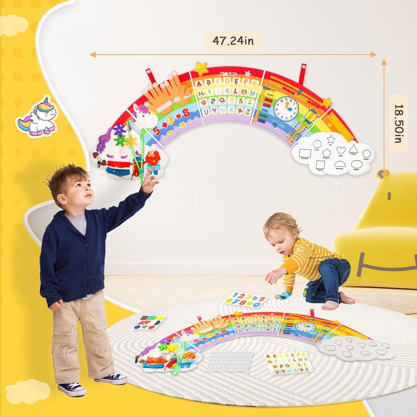 Montessori Sensory Wall Busy Board - Sensory Wall Panel for Kids, Toddler Felt Activity Book Board Toys for 3-6, Activity Cube, Daycare Educational Learning Toys