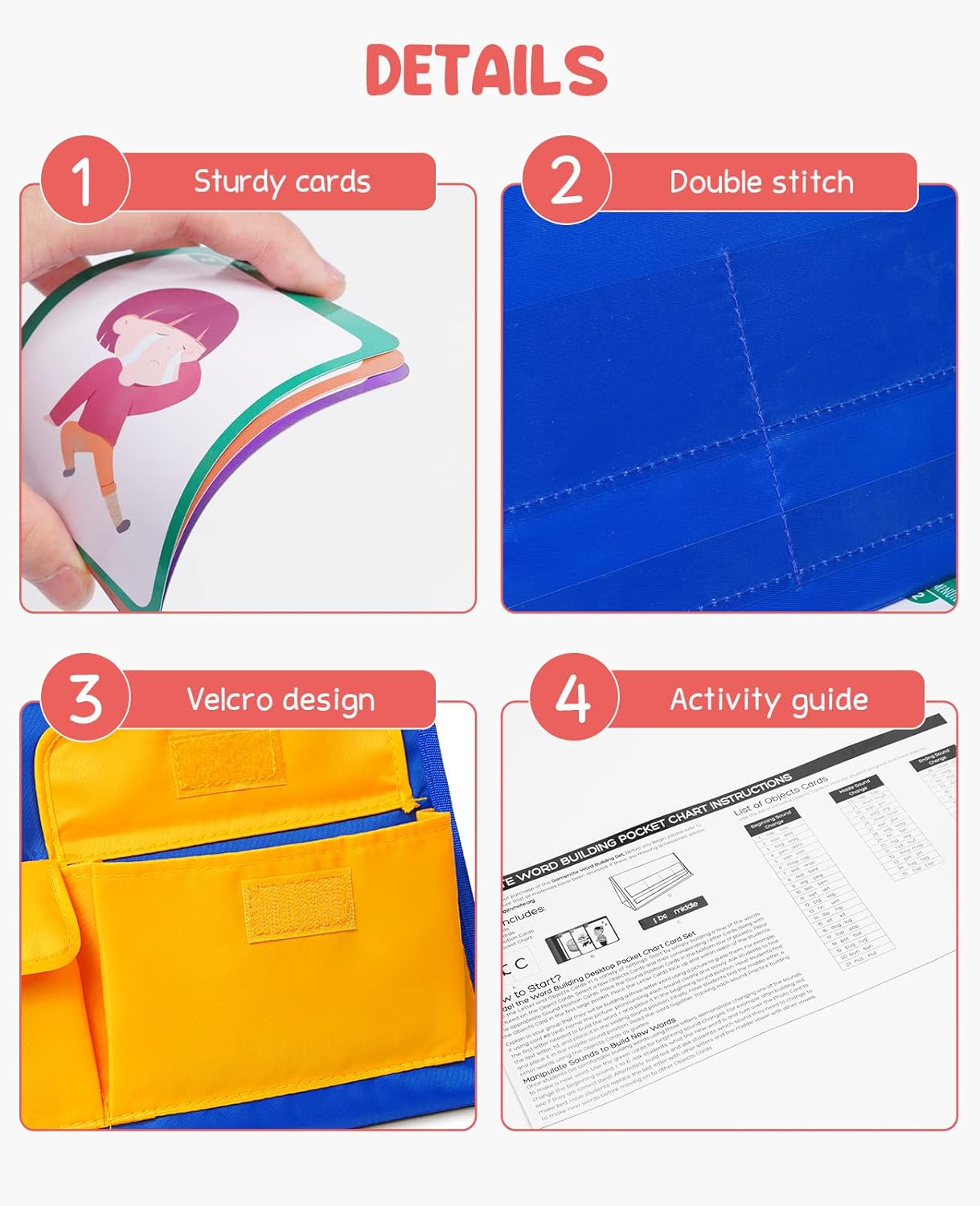 Gamenote Word Building Desktop Pocket Chart Tent Flash Cards Kit - CVC Words Phonics Games Blending Board for Kindergarten Reading and Spelling