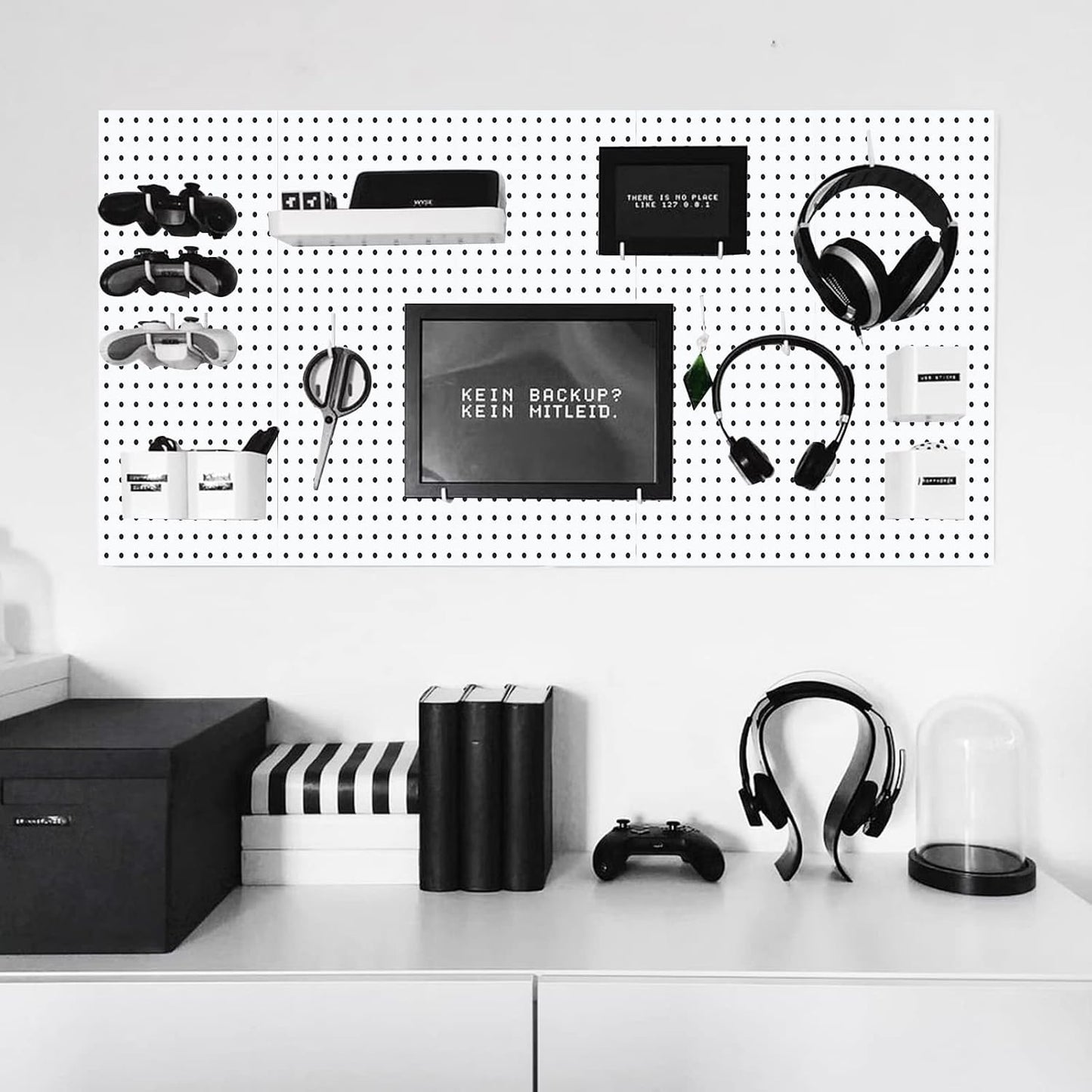 6Pcs Pegboard, Peg Board, Pegboard Wall Organizer, Mount Display Pegboard Kits fit Pegboard Storage, Small Pegboard for Craft Room Garage Kitchen, Peg Boards for Walls - White Pegboards Panels