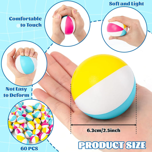 60 Pcs Globe Squeeze Balls Bulk,2.5 inch Earth Stress Relief Balls,Soft Foam Stress Ball Toy for Finger Exercise, Foam Squeezable Balls Classroom School Office Party Favors