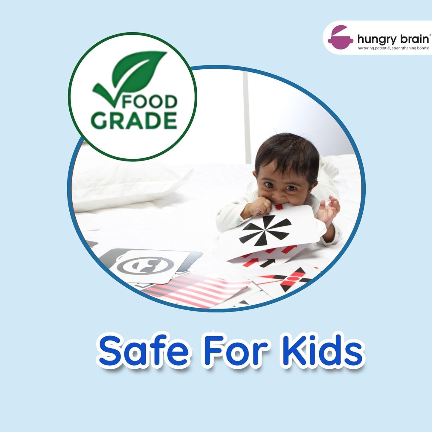 Hungry Brain Capital Alphabet High Contrast Baby Flash Cards 3 Months to 6 Years | Visual Stimulation Cards | Brain Development, Montessori Early Learning for Toddlers, Infants, Preschool Kids
