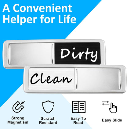 Dishwasher Magnet Clean Dirty Sign, Slide Strong Clean and Dirty Refrigerator Magnet Indicator for Dishwasher, Non-Scratch, Easy to Read, Self-Adhesive for Non-Magnetic Dishwasher（LightGray Brown）