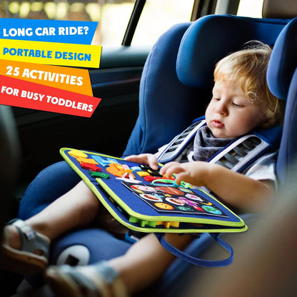 Guolely Busy Board Montessori Toy for 3-6 Year Old Toddlers - Educational Activity Developing Sensory Board for Fine Basic Dress Motor Skills - Travel Toys for Plane Car, Gift for Boys Girls