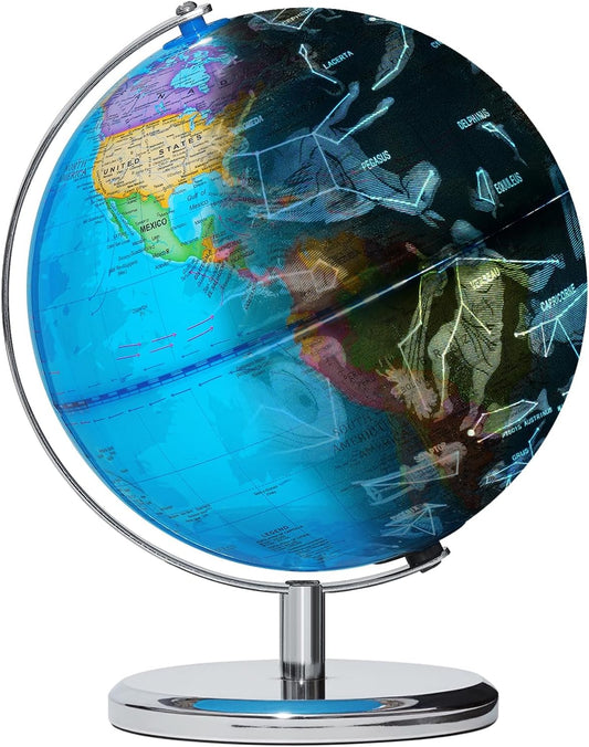 BSHAPPLUS 13 inch Large Globe for Classroom & Home Learning, Political Globe with 195+ Countries, Dry Erase & Waterproof Surface, Solid Stainless Steel Base (No Assembly Required)