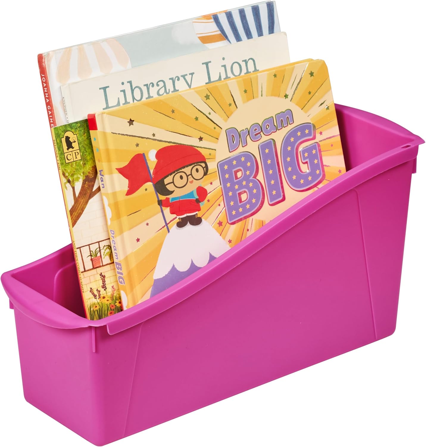ECR4Kids Linking Plastic Storage Book Bin, Multipurpose Organization, Neon Purple, 10-Piece