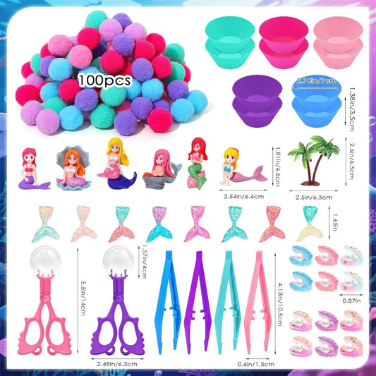 143 Pcs Mermaid Sensory Bin Filler Summer Counting Sorting Sensory Bin Items Fine Motor Mermaid Shell Fish Tail Pearl Bead Counts for Easter Day Spring Summer Counting Decor